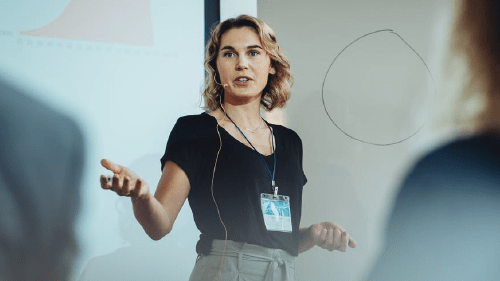 Citeline expert giving a presentation sharing insights and strategies to Citeline subscribers.