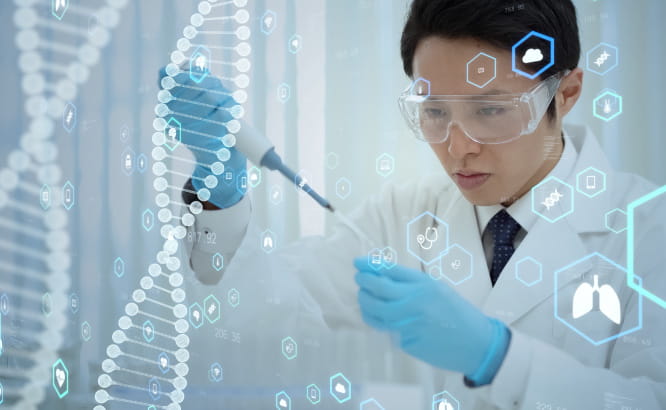 Scientist performing experiments.