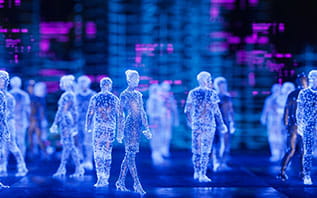 holographic image of people walking