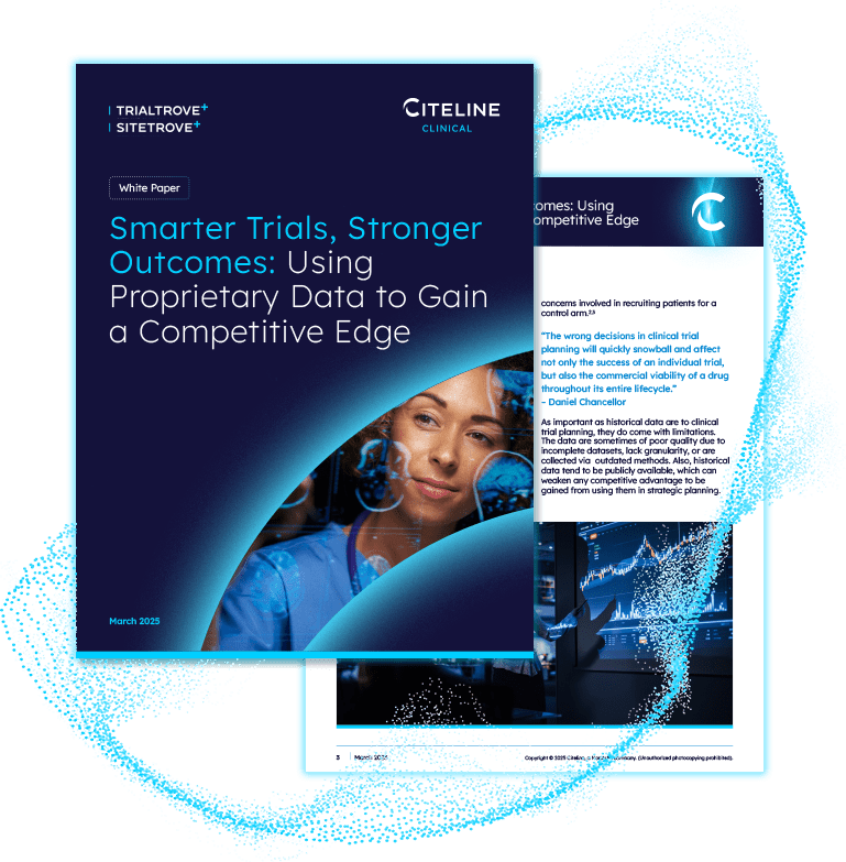 PDF preview of the Smarter Trials, Stronger Outcomes: Using Proprietary Data to Gain a Competitive Edge white paper by Citeline.